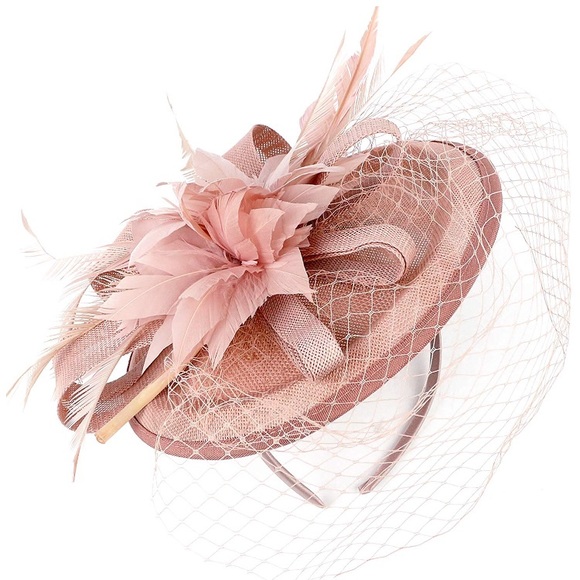 Hat Veil Feather Fascinator Hair Clip Headband - Picture 2 of 16